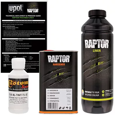 U-POL Raptor Tintable GM White Spray-On Truck Bed Liner Coating 1 Liter • $74.99