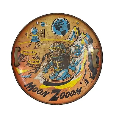 Vintage Moon Zooom Snow Saucer Metal Sled 1950 Hanging Wall Deco Art Outer Space • $244.95