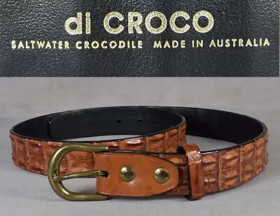 Genuine DI CROCO Australian Saltwater CROCODILE BELT Light Brown Size 33 / 36 • $135