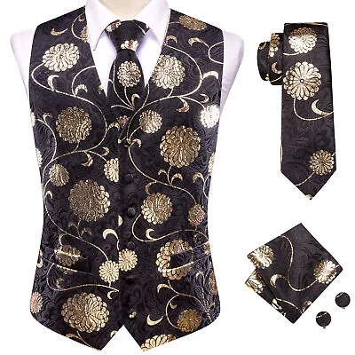 NEW Men's Paisley Design Dress Vest And Neck Tie Hankie Set For Suit Or Tuxedo • $19.99