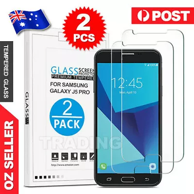 2x For Samsung Galaxy J3 J5 J7 Pro 2017 Tempered Glass Plastic Screen Protector • $3.95