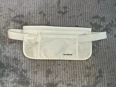 SAMSONITE Travel Money Belt Passport Jewelry Waist Pouch Ivory Thin Adjustable • $11