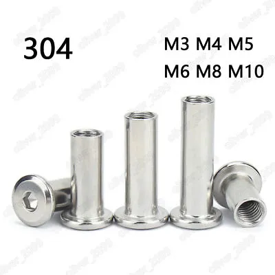 M3/4/5/6/8 Sleeve Nuts 304 Stainless Flat Head Socket Cap Nut Furniture Joint • £7.68