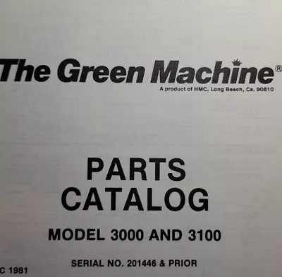HMC Green Machine Gas Brush Cutter 3000 3100 Parts Catalog Manual Sn 201446-down • $99.46
