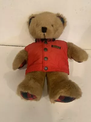 Vntg Teddy Bear 16” Eddie Bauer 1991 Teddie Bauer Red Vest #520 See All Photos • $12.50