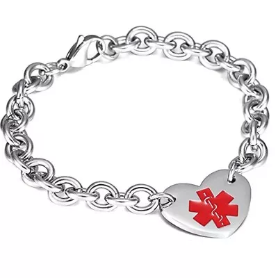 Medical Alert Bracelet Customised Personalised Engraving Stainless Steel ID Name • £11.94