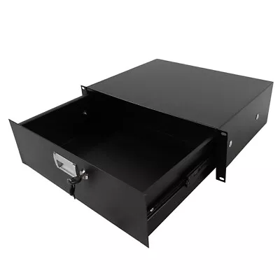 19  3U Steel Plate DJ Drawer Equipment Cabinet With Keys Black • $65.08