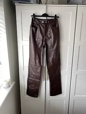 4th & Reckless Chocolate Brown Leather Trousers. Size 8. • £10