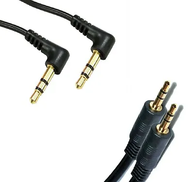 3.5mm M / M Male To Male Audio AUX Cable & 3.5mm Dual Right Angle Stereo Lot • £1.75