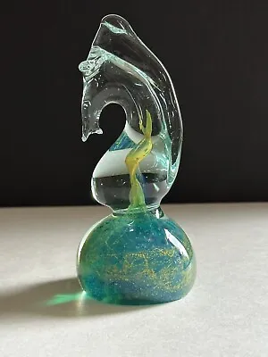 Mdina Maltese Art Glass Sea Horse Paperweight Chess Signed Collectible 5.5” • $34