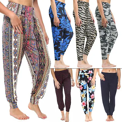 Womens Ali Baba Harem New Printed Italian Ankle Cuff Yoga Trousers Baggy Legging • £11.24