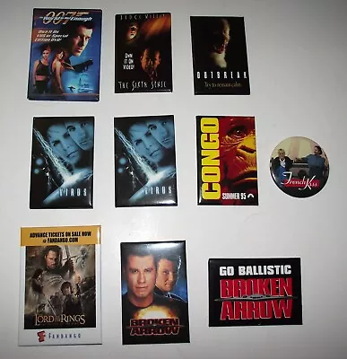 Movie Pin Button Lot – James Bond / Lord Rings / Sixth Sense / Broken Arrow + • $2.25