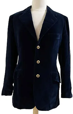ZILLI Men’s Blazer Jacket Velvet Navy Blue Cotton - Silk Lined France Size 48 • $520