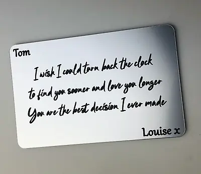 Personalised Engraved Wallet Card I Love You Gift Unique For Boyfriend Him Men • £6.95