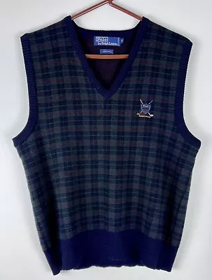 VTG POLO By Ralph Lauren V Neck Sweater Vest Men’s Medium 100% Wool Golf READ • $24.99