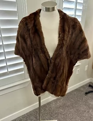 Vintage 50s 60s Genuine Fur Stole Wrap Rich Chestnut Brown Color  • $39