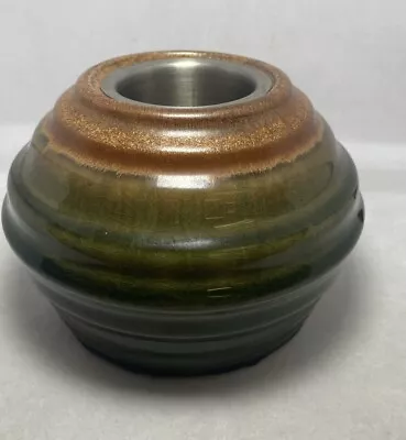 Vintage Green Terra Cotta Pot. Flowerpot With Steel Insert Cup • $26.99