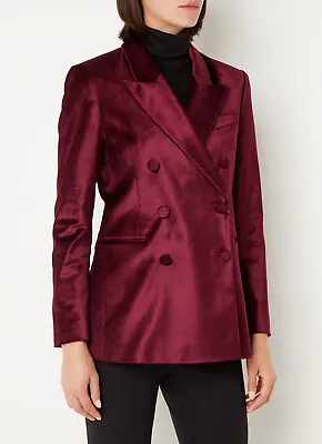 TED BAKER Red Velvet Smart Tailored Formal Dressy Suit Jacket Blazer Party 2 10 • £119.99