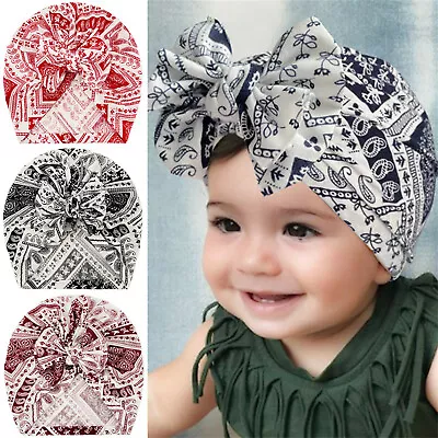 Infant Baby Beanie Turban Hat Girls Bow Knot Cap Newborn Head Wrap Kids Headband • £3.59