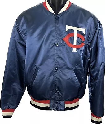 Minnesota Twins 80’s Satin Starter Jacket TC Twin Cities Logo Size Medium • $130