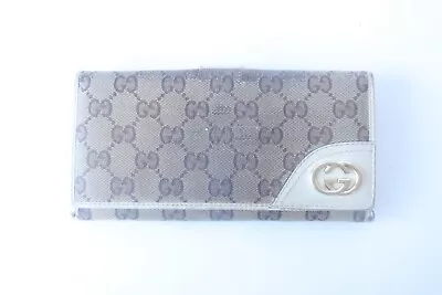 $29 • Buy Authentic GUCCI GG Canvas Leather Long Wallet #17055