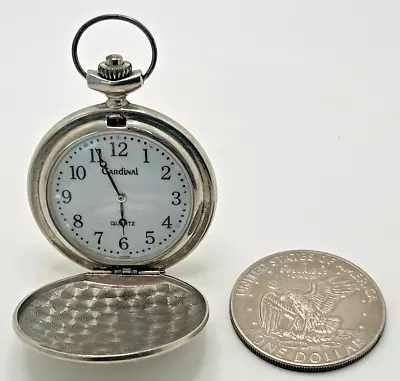 Vintage CARDINAL Stainless Steel Quartz Full Hunter Pocket Watch NEW BATTERY • $9.99