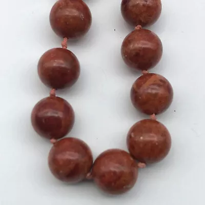 Vintage Orange Red Jasper Stone Bead Necklace  • $10.49