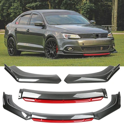 $59.95 • Buy For VW Jetta MK6 MK7 Front Bumper Red Lip Splitter Spoiler Body Kit Carbon Fiber