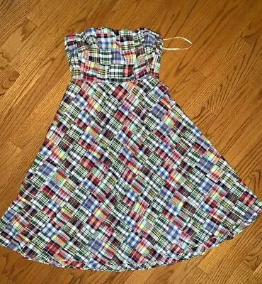 J CREW Madras Plaid Strapless Martha's Vineyard SEXY Dress Size 4 ❤️tb5m25 • $85