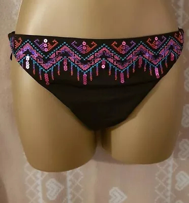 Stunning Matthew Williamson Bikini Tie  Side Bottoms Holiday Black Sequin BNWT  • £9