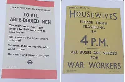 2x Wartime Home Front Posters: Women Transport Trains Underground Tube Workers • £8.99