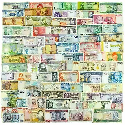 100 Different Banknotes | Real Valuable Paper Money | Old World Currency • $56.01