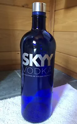 Cobalt Blue SKYY Vodka EMPYT GLASS Bottle 1.75 L 13 1/2  Tall • $8