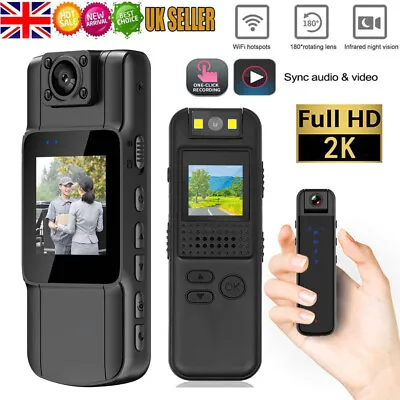 2K 1080P Police Body Camera With Audio Night Vision Dash Camera Body Worn Cam UK • £26.99