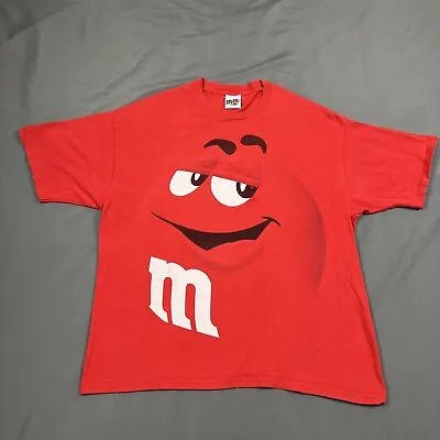 Vintage M&M's Shirt Mens XL Red Big Face Mars Candy All Over Print  • $14.99