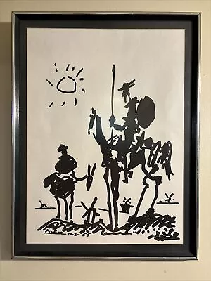 Vintage Pablo Picasso “Don Quixote” Signed In Plate Framed Lithograph 25”x19” • $149.99
