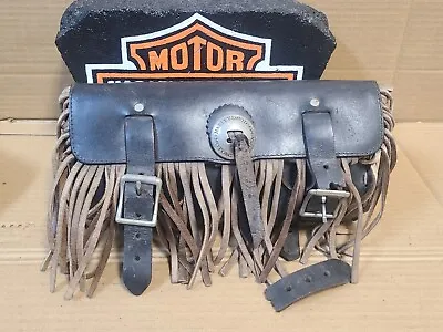 Vintage Harley Ironhead Shovelhead Leather Windshield Tool Bag Pouch • $69.99