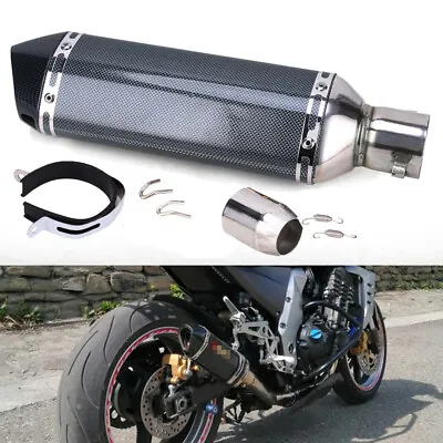 Universal Short Motorcycle Exhaust Muffler Tips Exhaust Muffler Pipe For 38-51mm • $46.01