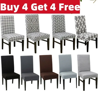 £3.99 • Buy Dining Chair Seat Covers Banquet Home Protective Stretch Removable Slip Cover