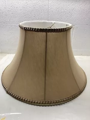 Large Tan Roseart Fabric Bell Lamp Shade W/ Trim 20”-Base 12”-Height 10”-Top • $39.99