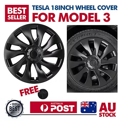 For Tesla Model 3 18 INCH Stylish Wheel Covers Hubcaps Matte Black 1Pcs AU Stock • $110.49