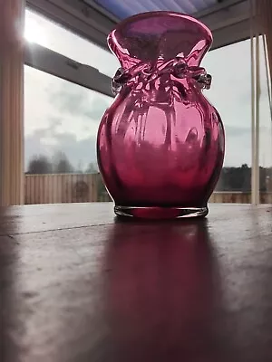 Vintage Cranberry Glass Vase • £8