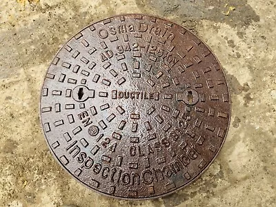 Reclaimed Round Cast Iron Manhole Drain Cover 495mm & Frame FREE P&P Osma  • £90