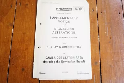 1982 Cambridge Signal Box Railway Signalling Diagram Notice Map Eastern Reg • £14.99