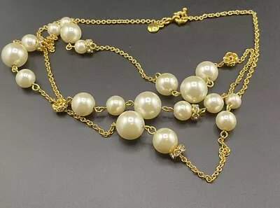 Faux Pearl 16 Inch Necklace J Crew Rhinestone Accents • $17