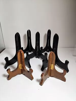 Lot Of 7 Vintage Wood Easels For Pictures Plate Display 6” And 4” Set Black • $22.99
