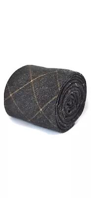 £12.99 • Buy Frederick Thomas Designer Tweed Wool Mens Tie - Dark Grey & Orange Check Skinny
