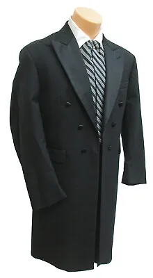 Men's Black Frock Coat Tuxedo Jacket Long Western Duster Victorian Wedding 36S • $99.99