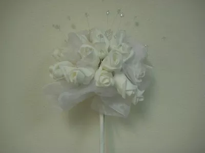 WHITE Rose Buds Bouquet Artificial Foam Flower 5501WT • $14.95