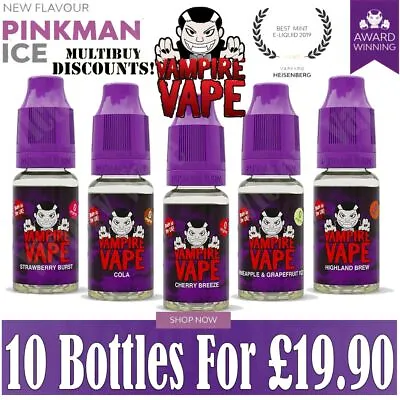 Vampire Vape E Liquid 10 X 10ml Vape Juice 50/50 | All Flavour Available • £19.90